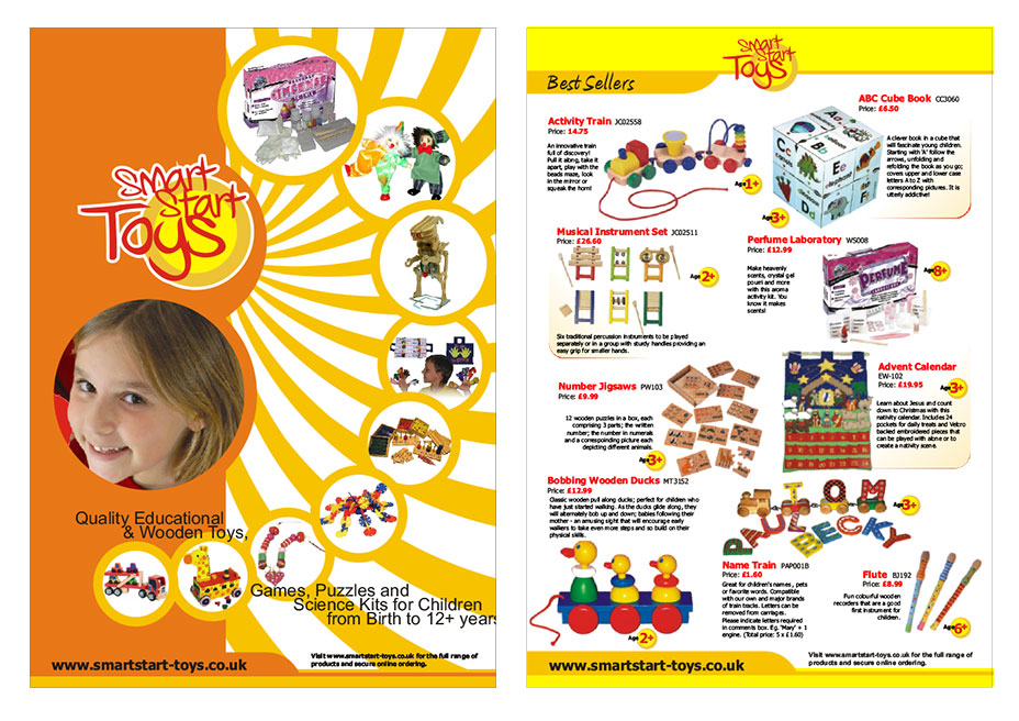 catalogue design for uk toys company from India KID graphic desi